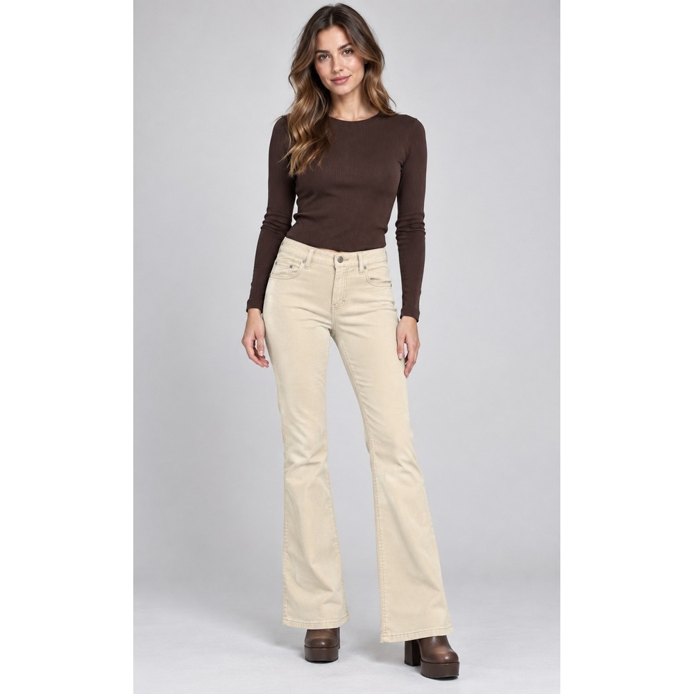 Retro Y2K Calvin Klein Jeans Corduroy Womens 10 cream Beige Stretch Flare Leg